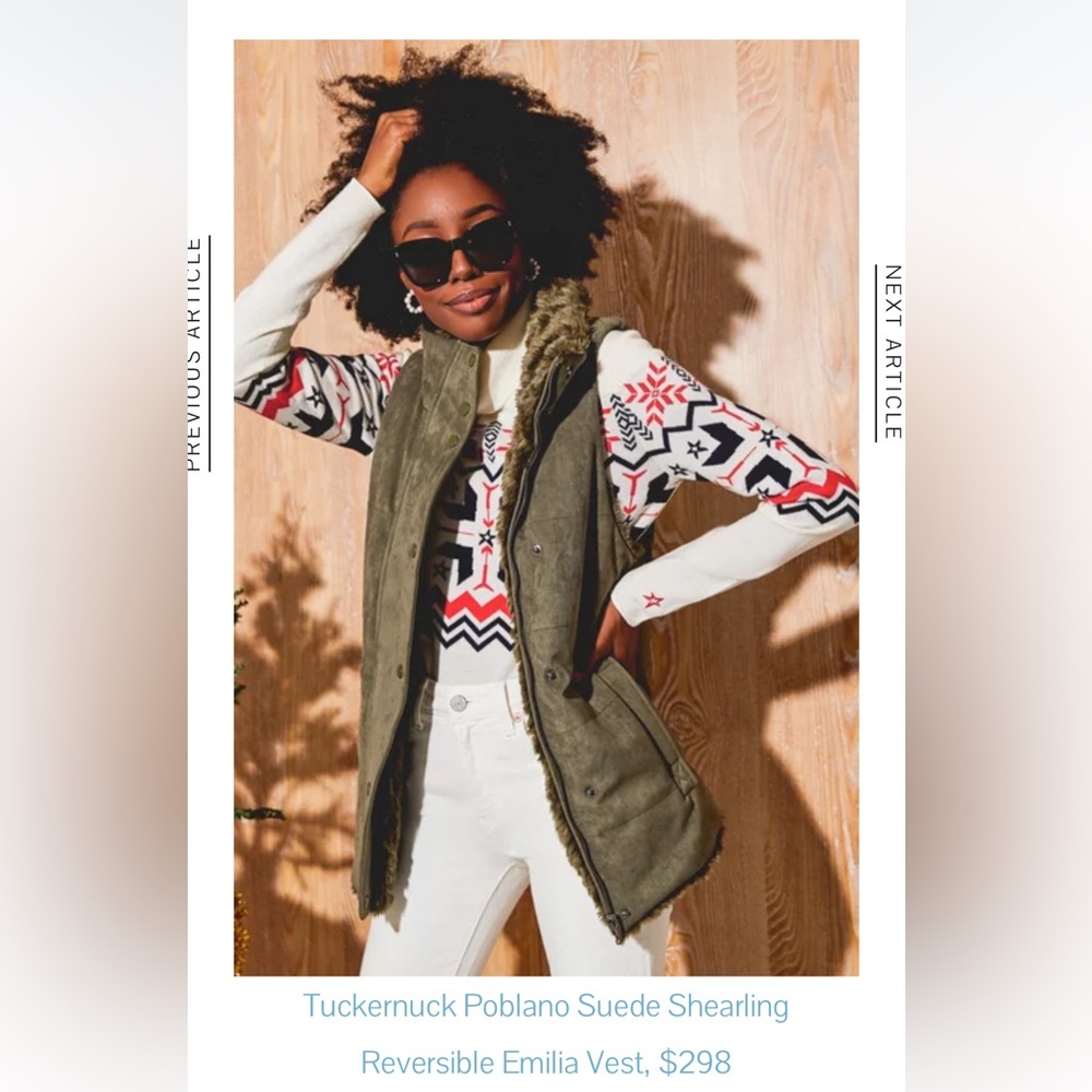 Tuckernuck Poblano Suede Shearling Reversible Emilia Vest - Small